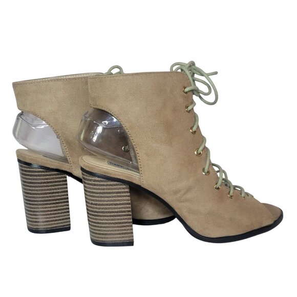 Cape Robbin Shoes - CAPE ROBBIN CARRIE-5 LACE-UP LOW HEEL BOOTIE SIZE 9 NUDE